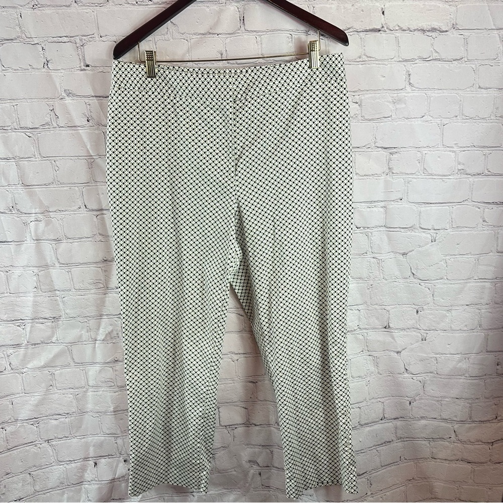 Talbots Black cream tan geometric print Chinos pant Classic Style sz 14